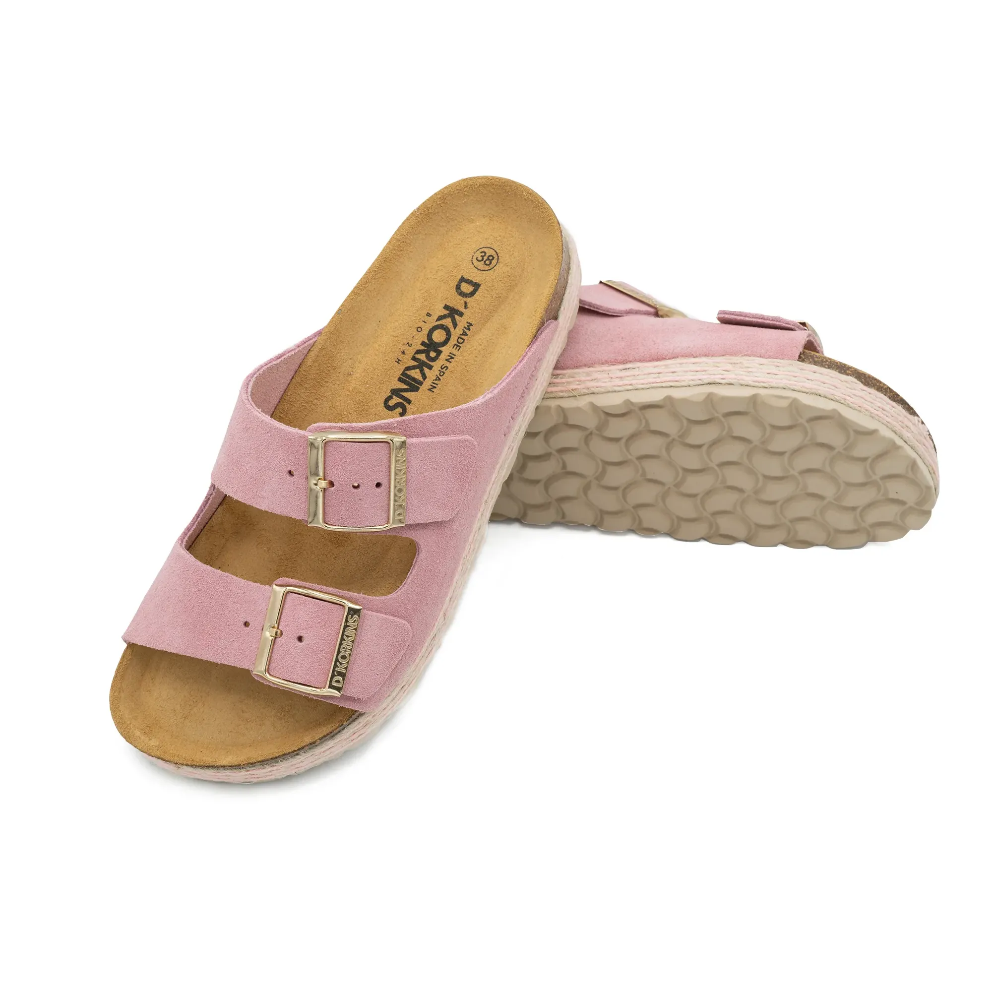 Paris trenza rosa serraje plataforma